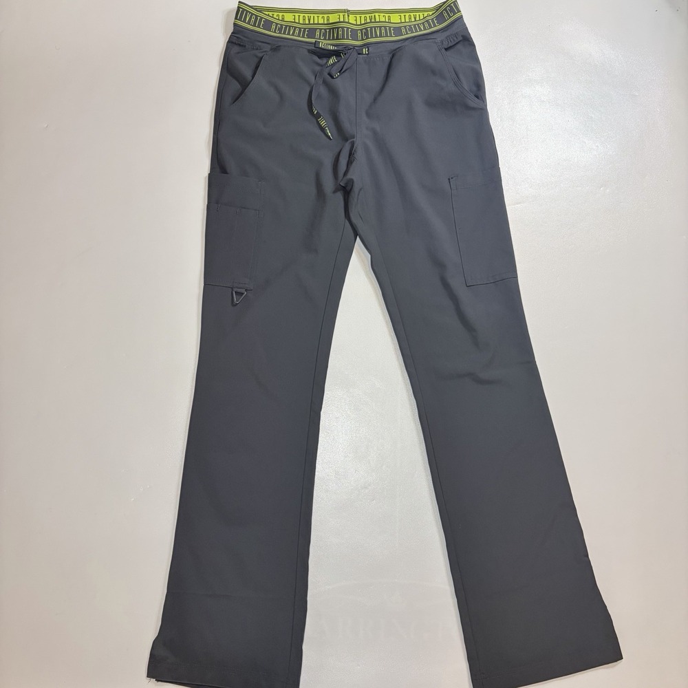 Med Couture Activate‎ Scrub Pants Womens Small Tall Gray Stretch Cargo Medical